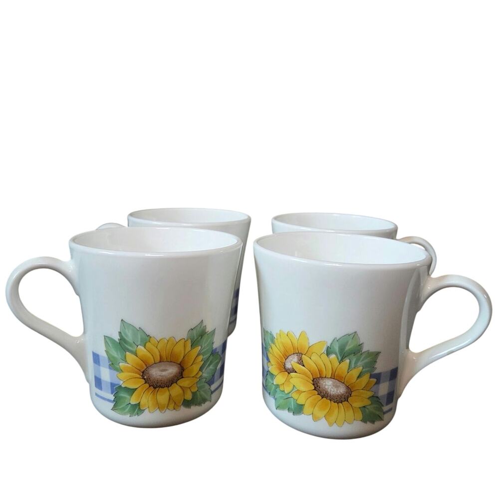 Vintage Corning Sunsations Sunflower set of 4 tea coffee cups